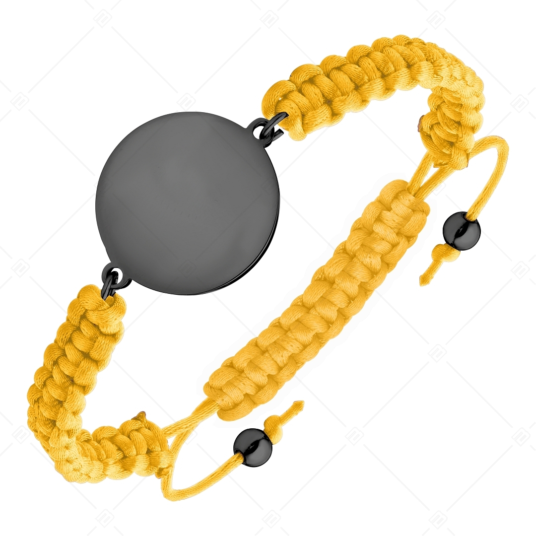 BALCANO - Bracelet d'amitié / Tête ronde, gravable, en acier inoxydable revêtement PVD noir (441050HM11)