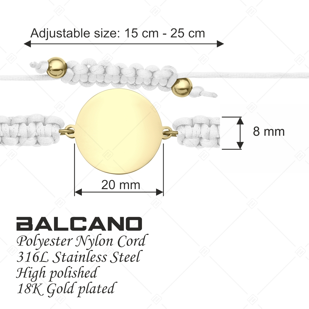 BALCANO - Friendship / Bracelet with Round Stainless Steel Engravable Head, 18K Gold Plated (441050HM88)