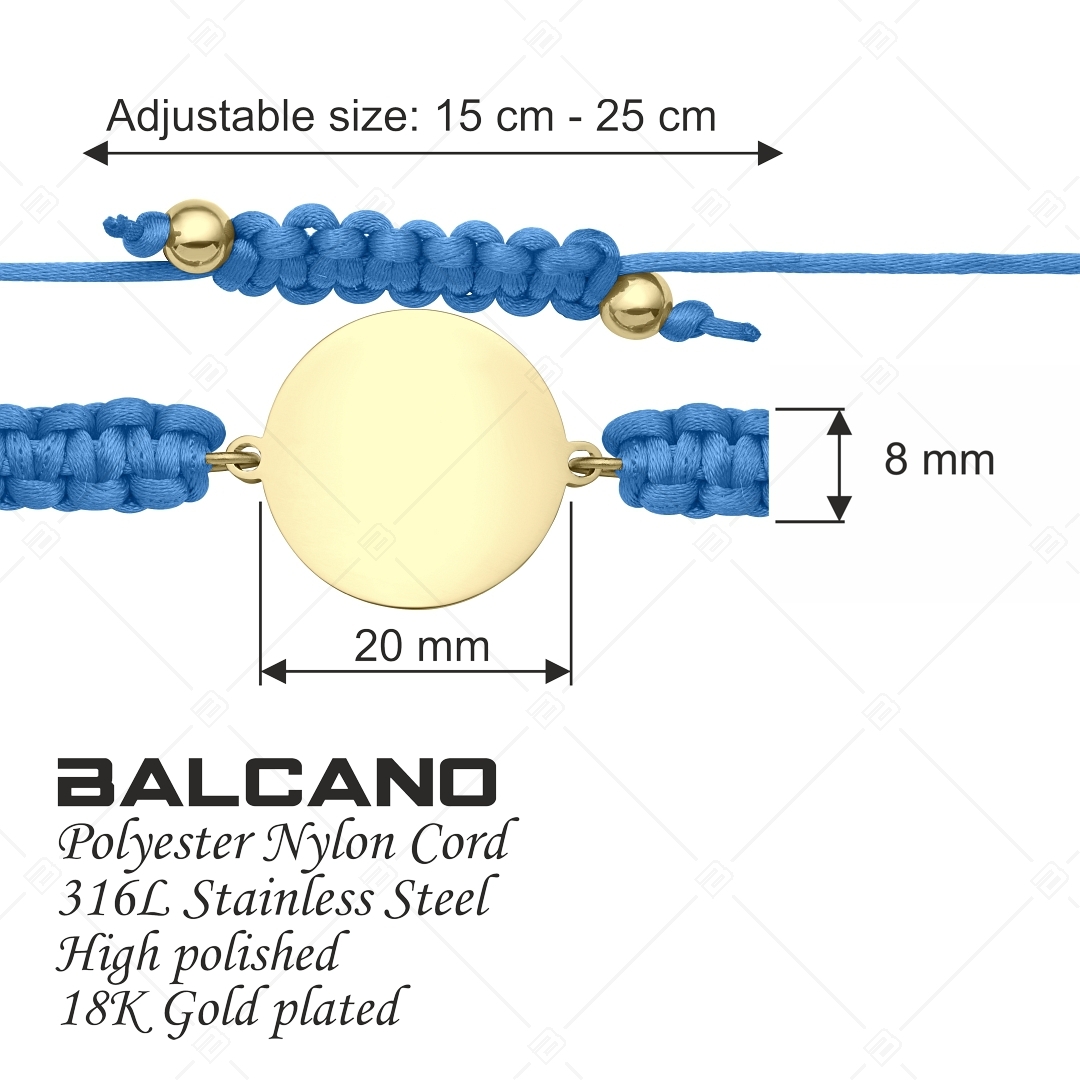 BALCANO -  Friendship / Bracelet d'amitié tête ronde, gravable,en acier inoxydable plaqué or 18K (441050HM88)