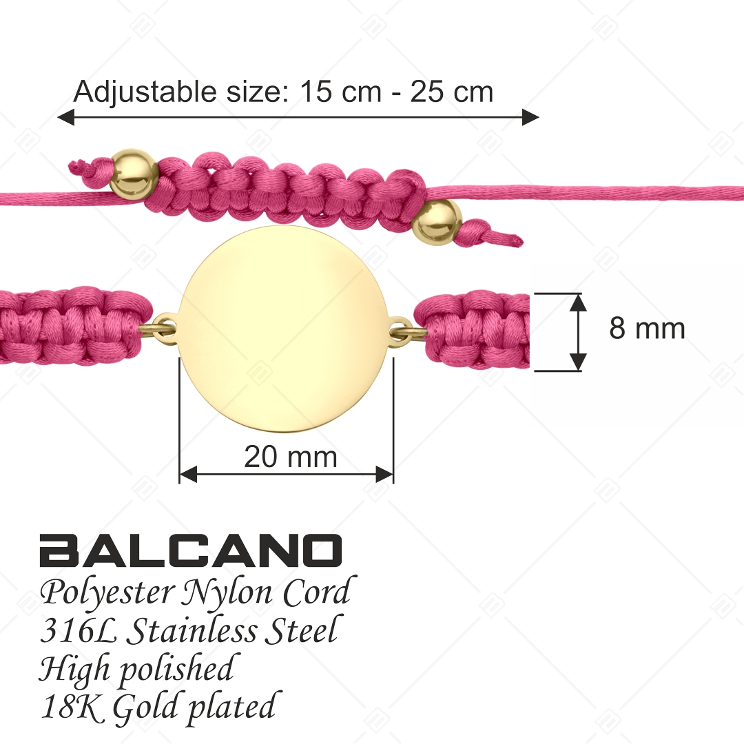 BALCANO -  Friendship / Bracelet d'amitié tête ronde, gravable,en acier inoxydable plaqué or 18K (441050HM88)