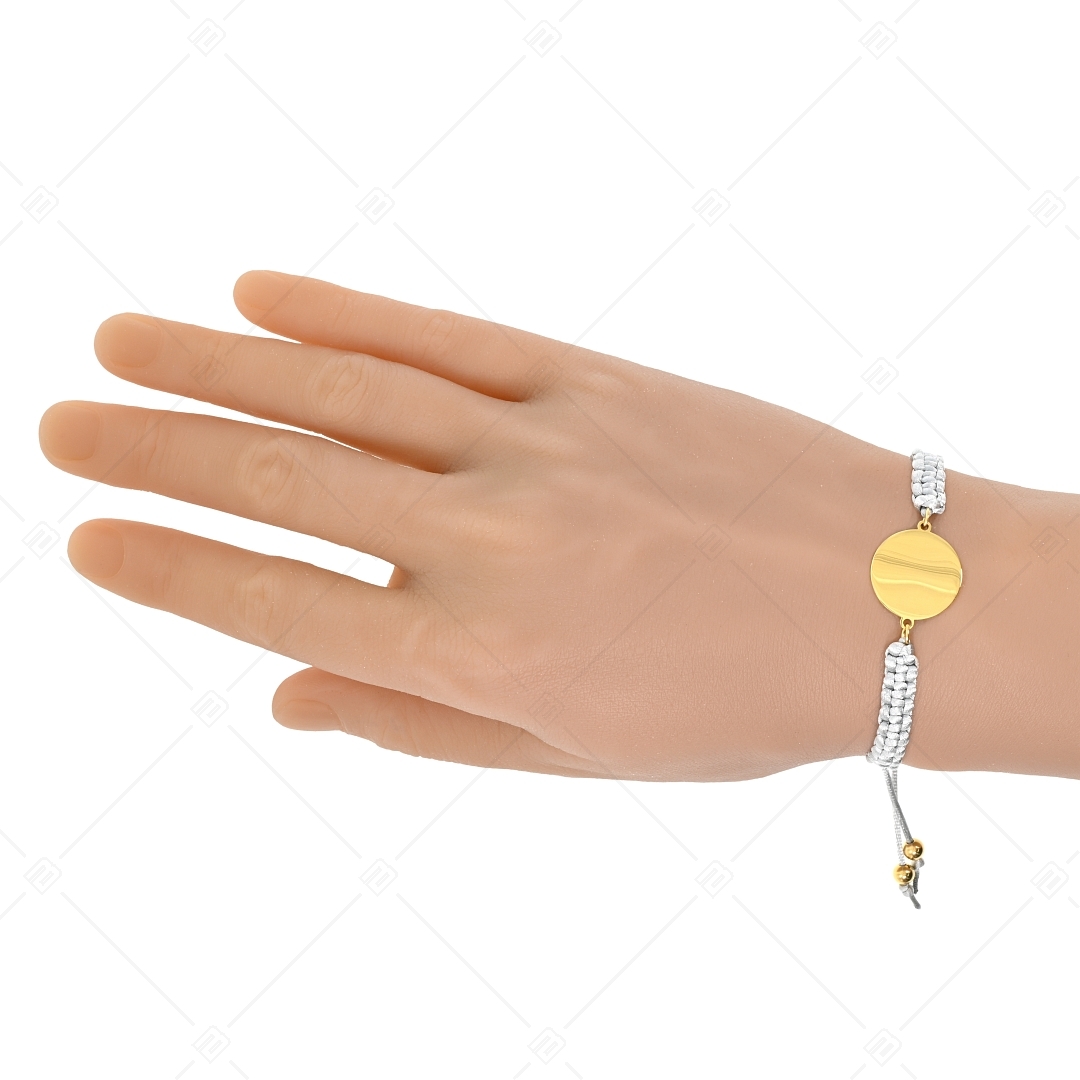 BALCANO - Friendship / Freundschafts Armband mit rundem Edelstahl gravierbarem Kopf, 18K vergoldet (441050HM88)