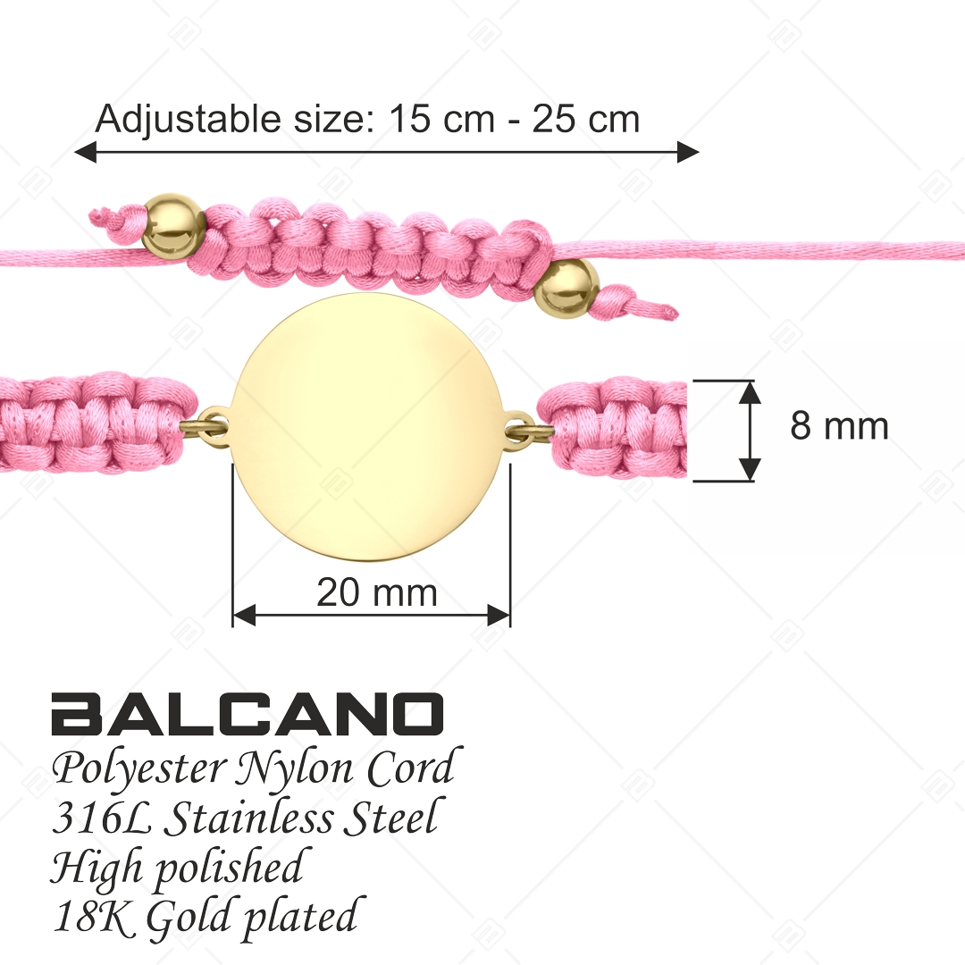BALCANO - Friendship / Bracelet With Round Stainless Steel Engravable Head, 18K Gold Plated (441050HM88)
