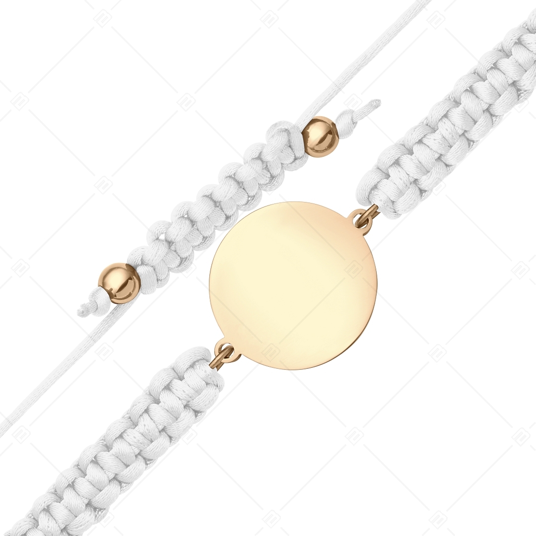 BALCANO - Friendship bracelet / Bracelet with round stainless steel engravable head, 18K rose gold plated (441050HM96)