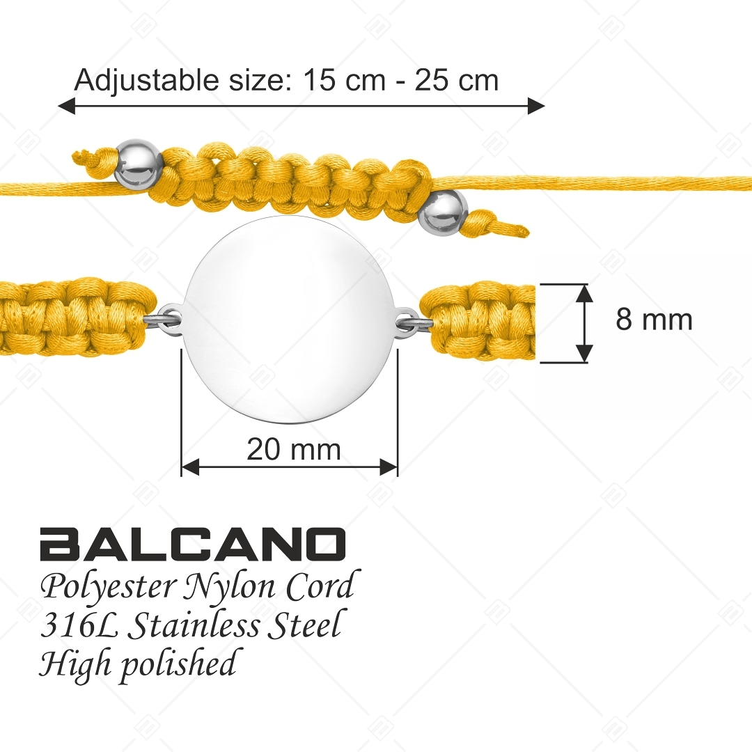 BALCANO - Bracelet d'amitié / Tête ronde, gravable, en acier inoxydable avec polissage à haute brillance (441050HM97)