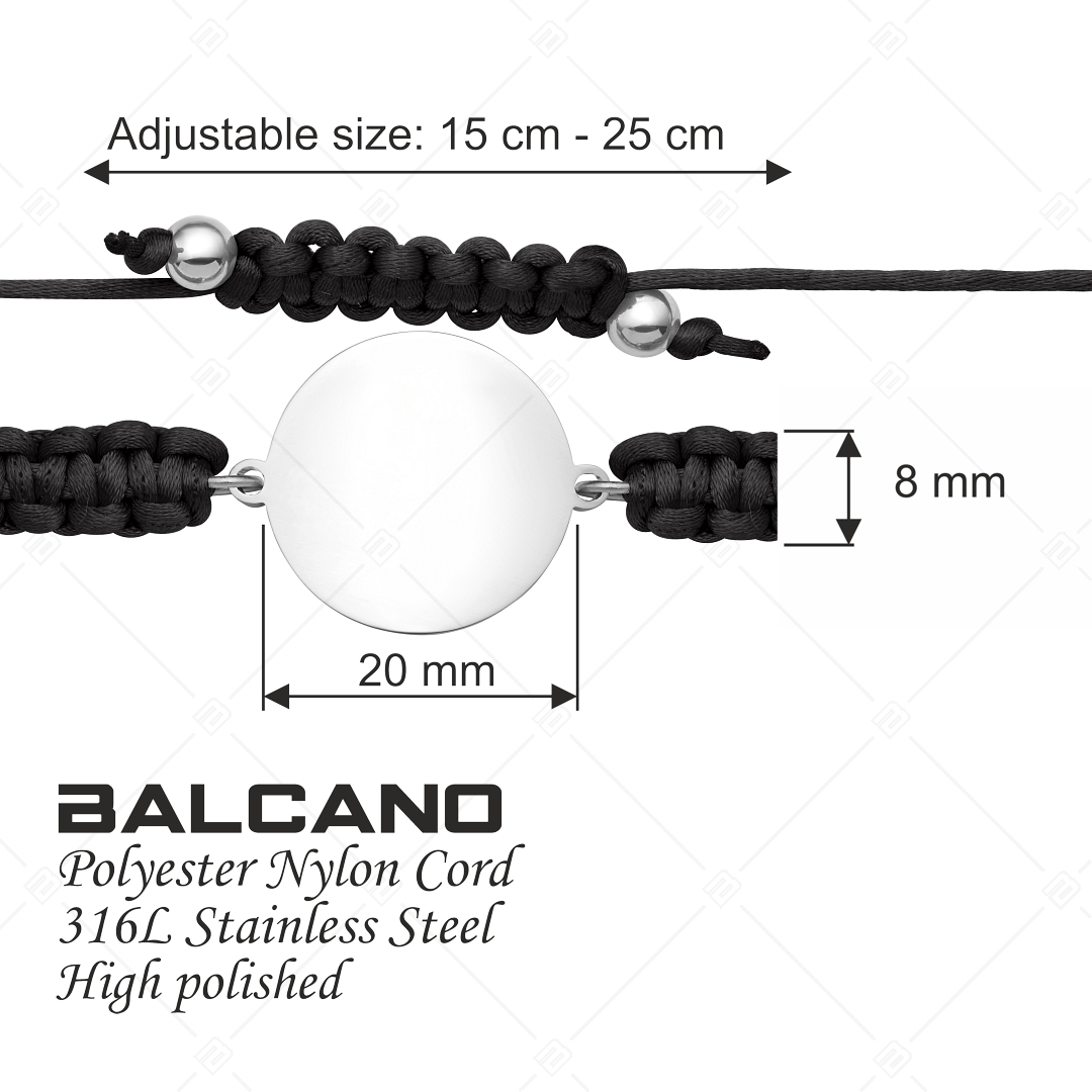 BALCANO - Friendship / Freundschafts Armband mit rundem Edelstahl gravierbarem Kopf, hochglanzpoliert (441050HM97)
