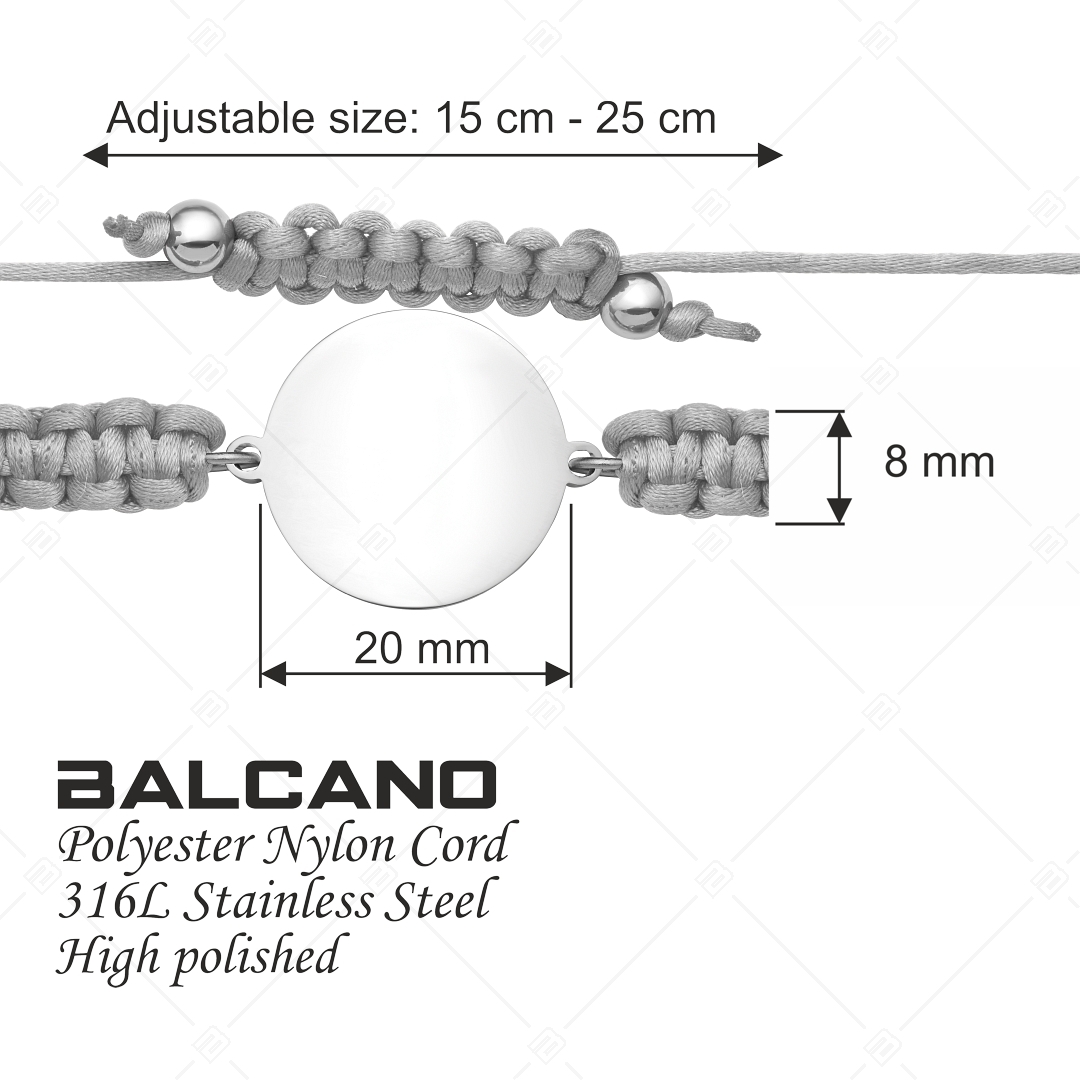 BALCANO - Friendship / Freundschafts Armband mit rundem Edelstahl gravierbarem Kopf, spiegelglanzpoliert (441050HM97)