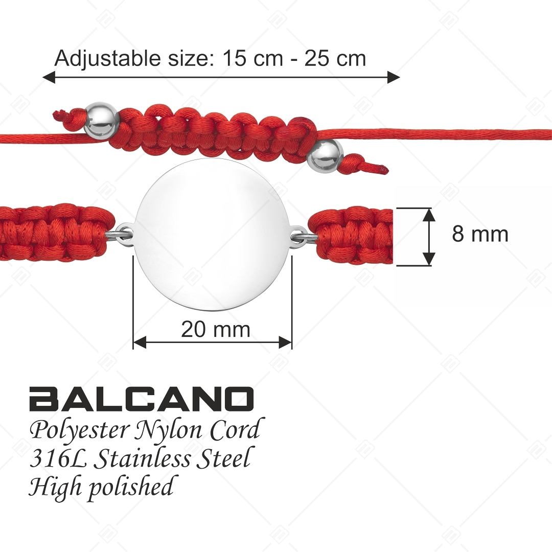 BALCANO - Bracelet d'amitié / Tête ronde, gravable, en acier inoxydable avec polissage à haute brillance (441050HM97)
