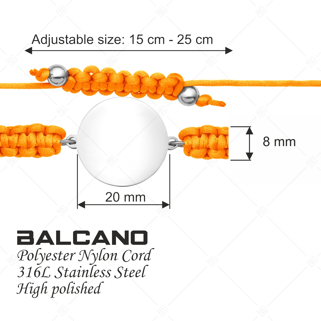 BALCANO - Friendship / Freundschafts Armband mit rundem Edelstahl gravierbarem Kopf, hochglanzpoliert (441050HM97)