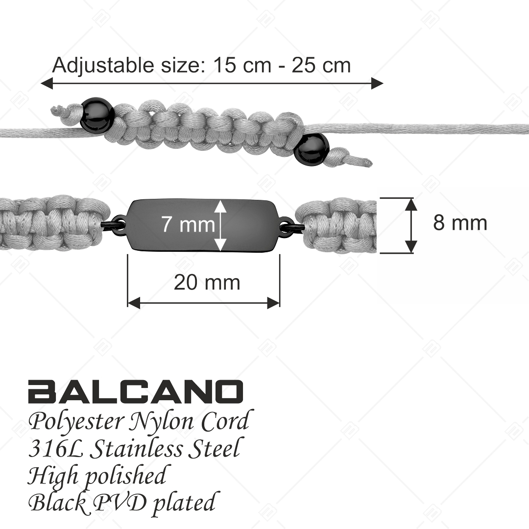 BALCANO - Friendship bracelet / Rectangular-shaped, with engravable head with black PVD plated (441051HM11)
