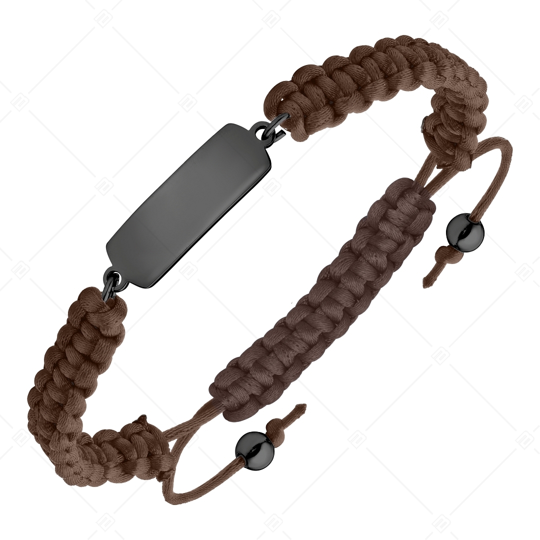 BALCANO - Bracelet d'amitié / Rectangulaire avec tête gravable, revêtement PVD noir (441051HM11)