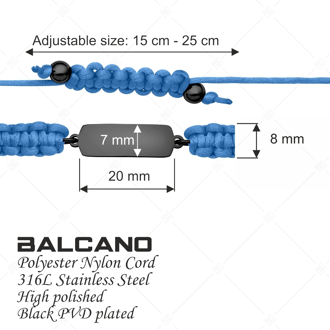 BALCANO - Friendship / Bracelet d'amitié rectangulaire avec tête gravable, en acier inoxydable revêtement PVD noir (441051HM11)