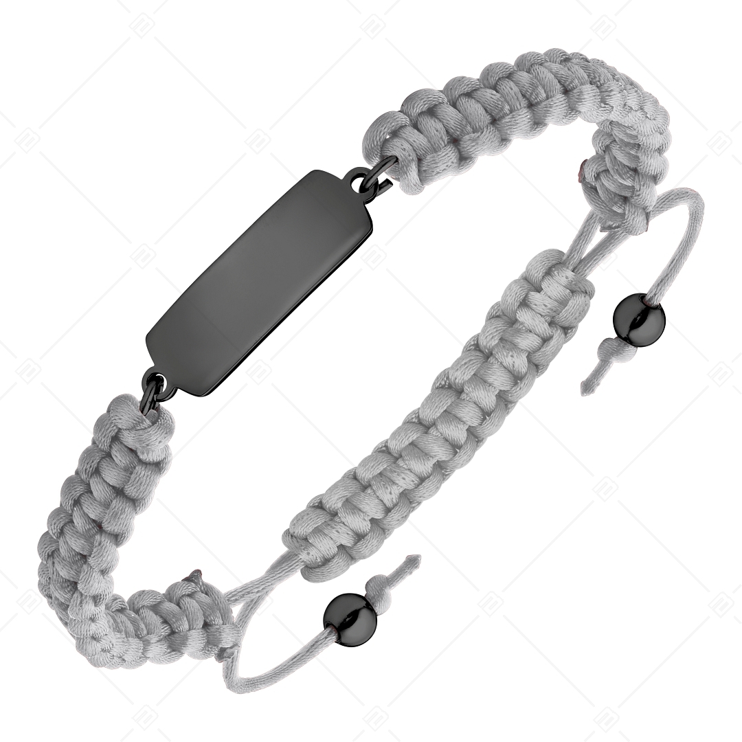 BALCANO - Friendship / Bracelet With Rectangular-Shaped Stainless Steel Engravable Head, Black PVD Plated (441051HM11)