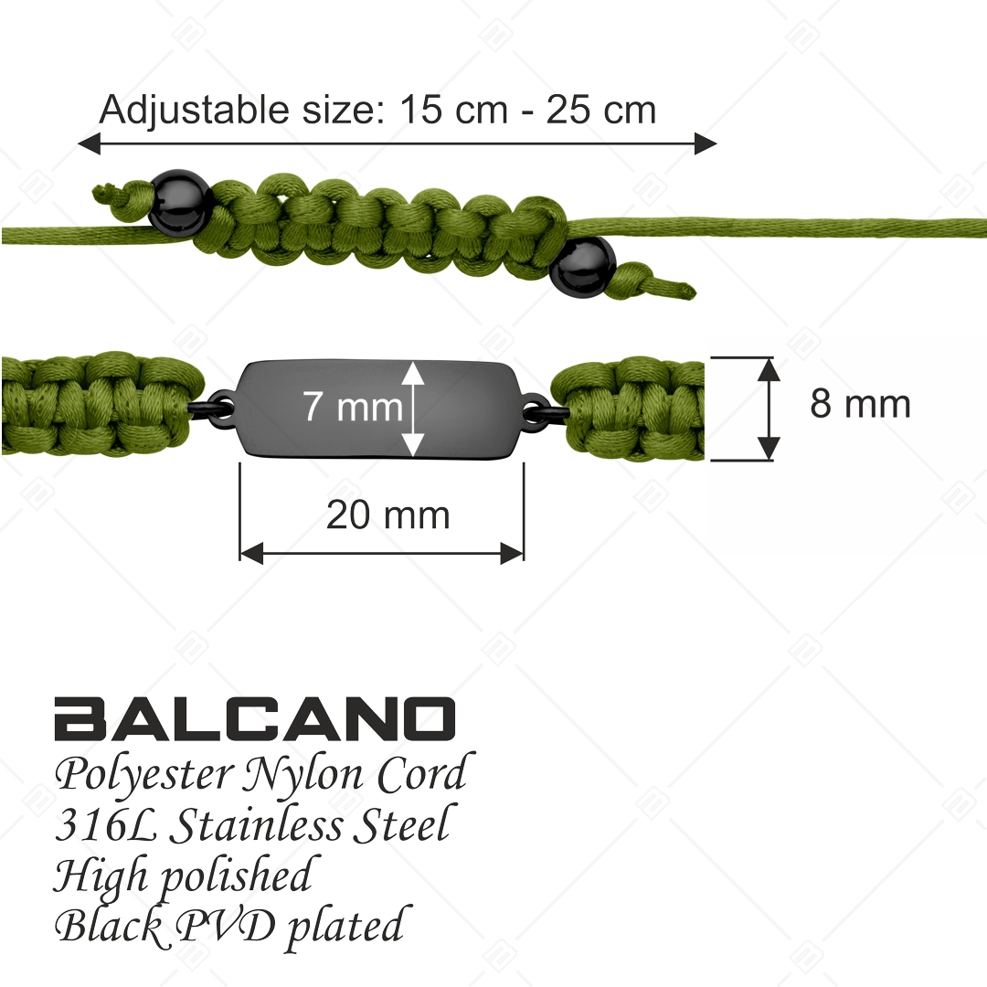 BALCANO - Friendship / Bracelet d'amitié rectangulaire avec tête gravable, en acier inoxydable plaqué PVD noir (441051HM11)