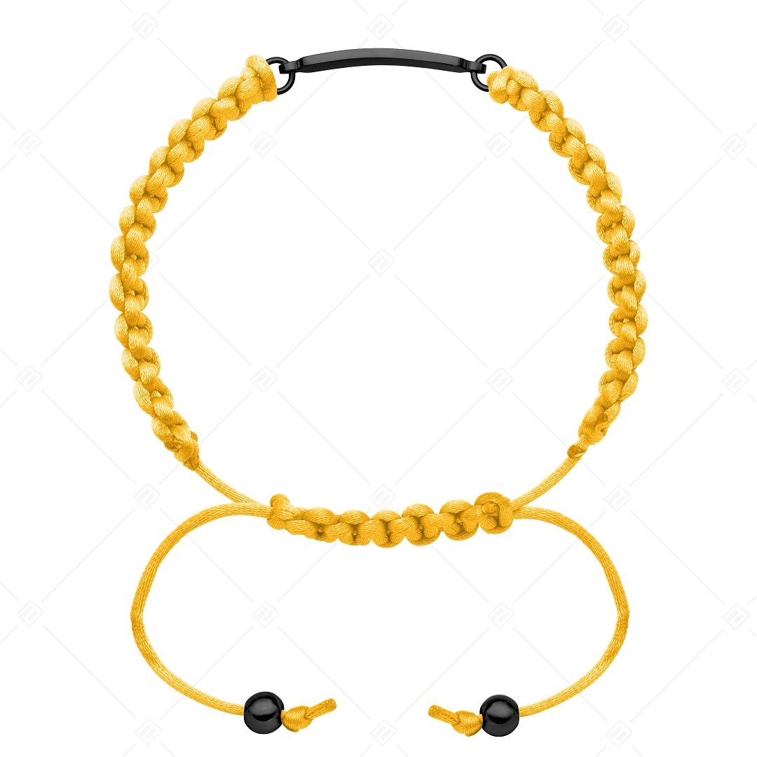 BALCANO - Bracelet d'amitié / Rectangulaire avec tête gravable, revêtement PVD noir (441051HM11)