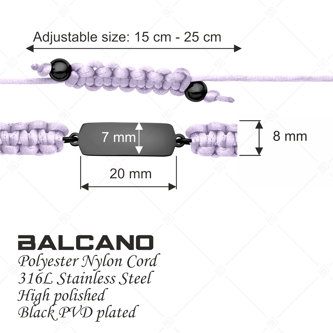 BALCANO - Friendship / Freundschafts Armband mit rechteckige Edelstahl gravierbarem Kopf, schwarzer PVD-Beschichtung (441051HM11)