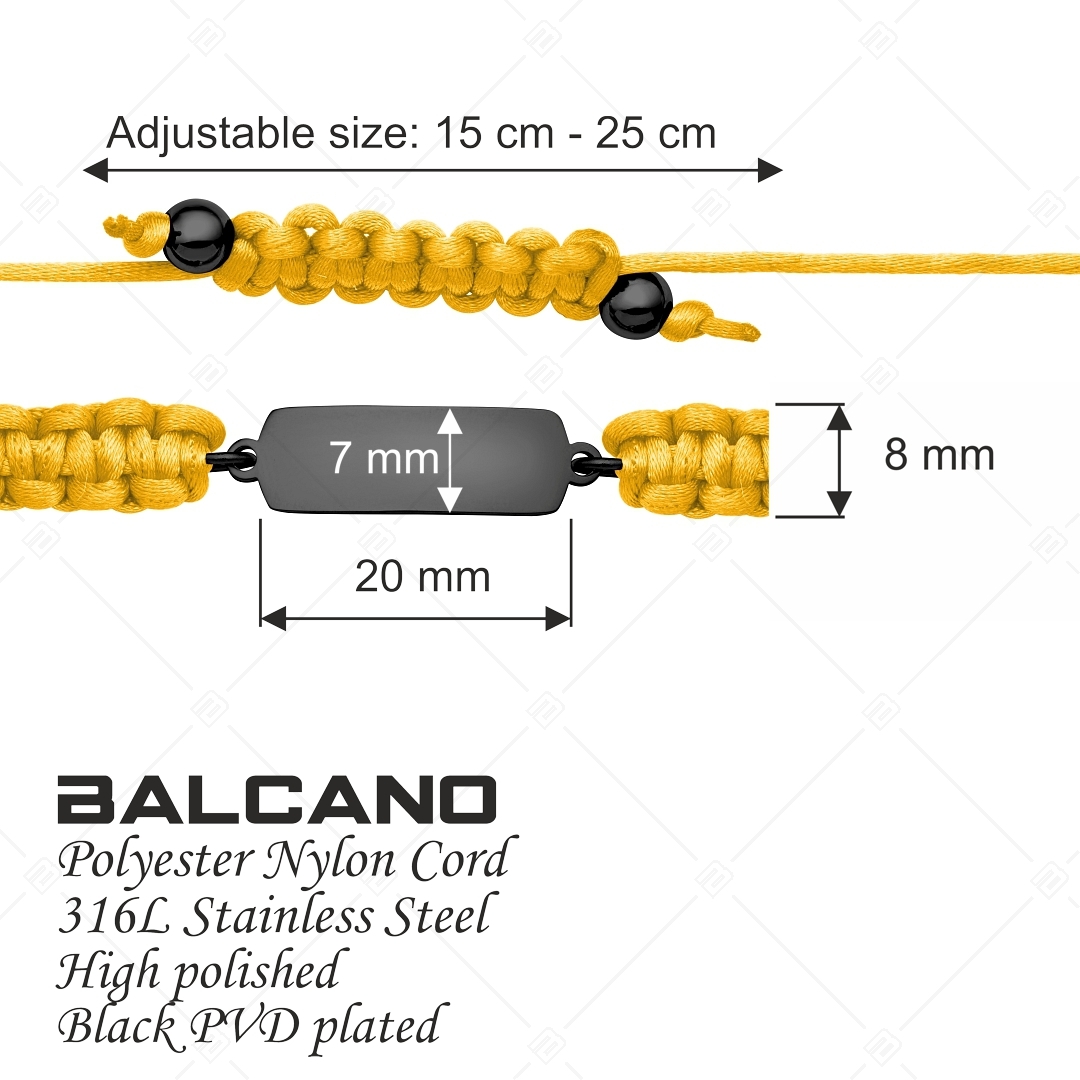 BALCANO - Friendship / Bracelet with Rectangular-Shaped Stainless Steel Engravable Head, Black PVD Plated (441051HM11)