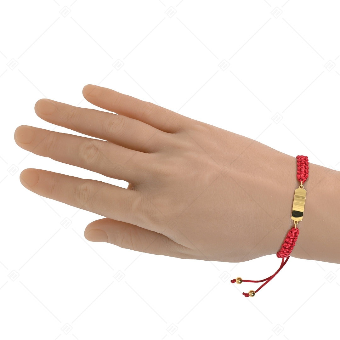 BALCANO - Friendship / Bracelet d'amitié rectangulaire avec tête gravable, en acier inoxydable plaqué or 18K (441051HM88)