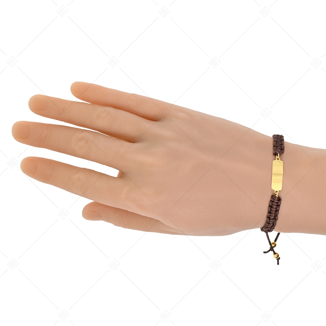 BALCANO - Friendship bracelet / Bracelet with Rectangular-shaped stainless steel engravable head, 18K gold plated (441051HM88)