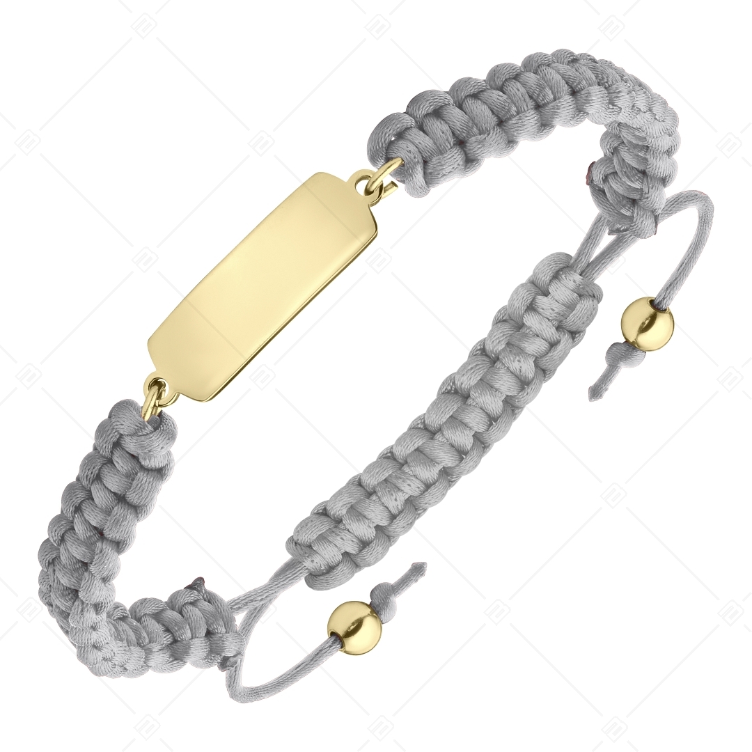 BALCANO - Friendship bracelet / Bracelet with Rectangular-shaped stainless steel engravable head, 18K gold plated (441051HM88)
