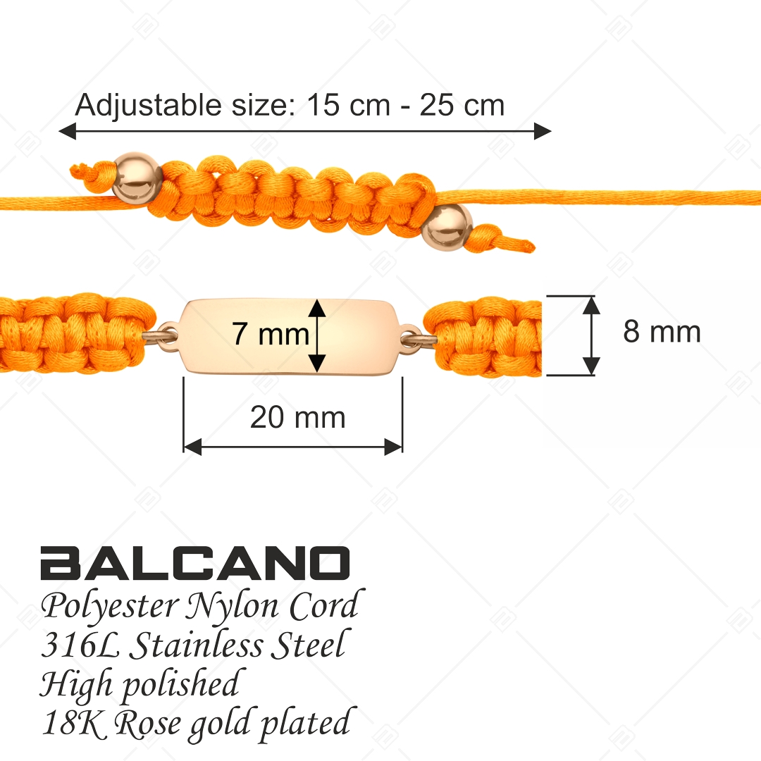 BALCANO - Friendship / Bracelet With Rectangular-Shaped Stainlesss Steel Engravable Head, 18K Rose Gold Plated (441051HM96)