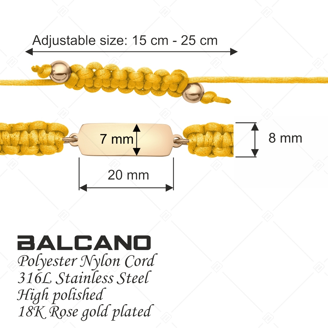 BALCANO - Friendship / Freundschafts Armband mit Rechteckigem Edelstahl gravierbarem Kopf, 18K rosévergoldet (441051HM96)