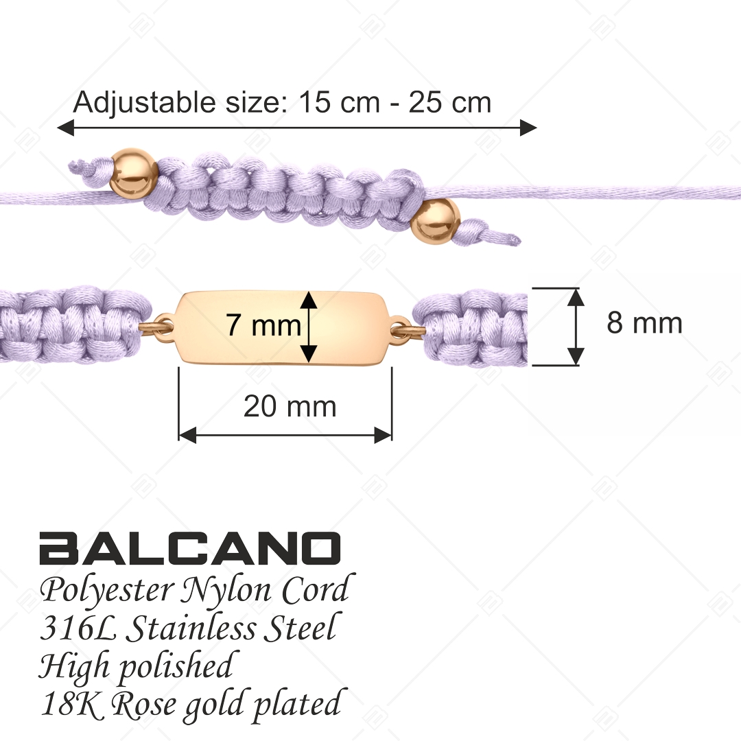 BALCANO - Friendship / Freundschafts Armband mit Rechteckigem Edelstahl gravierbarem Kopf, 18K rosévergoldet (441051HM96)