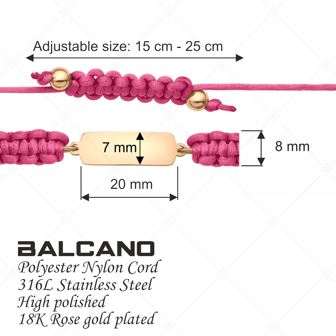 BALCANO - Friendship / Bracelet With Rectangular-Shaped Stainlesss Steel Engravable Head, 18K Rose Gold Plated (441051HM96)