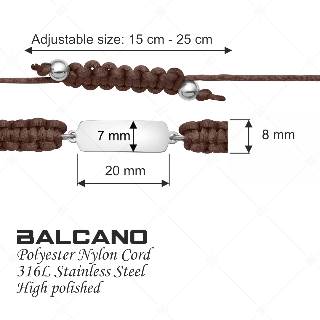 BALCANO - Friendship / Bracelet with Rectangular-Shaped Stainless Steel Engravable Head, High Polished (441051HM97)