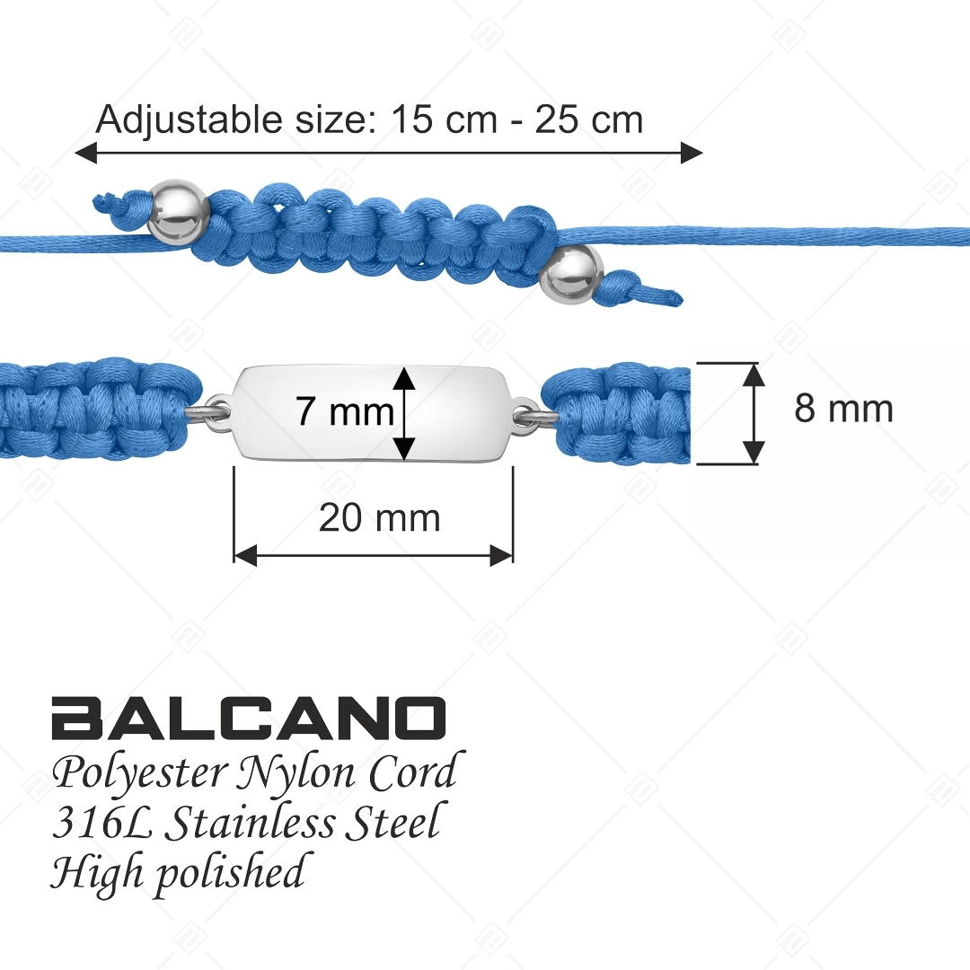 BALCANO - Friendship / Bracelet d'amitié rectangulaire avec tête gravable, en acier inoxydable avec polissage à haute (441051HM97)