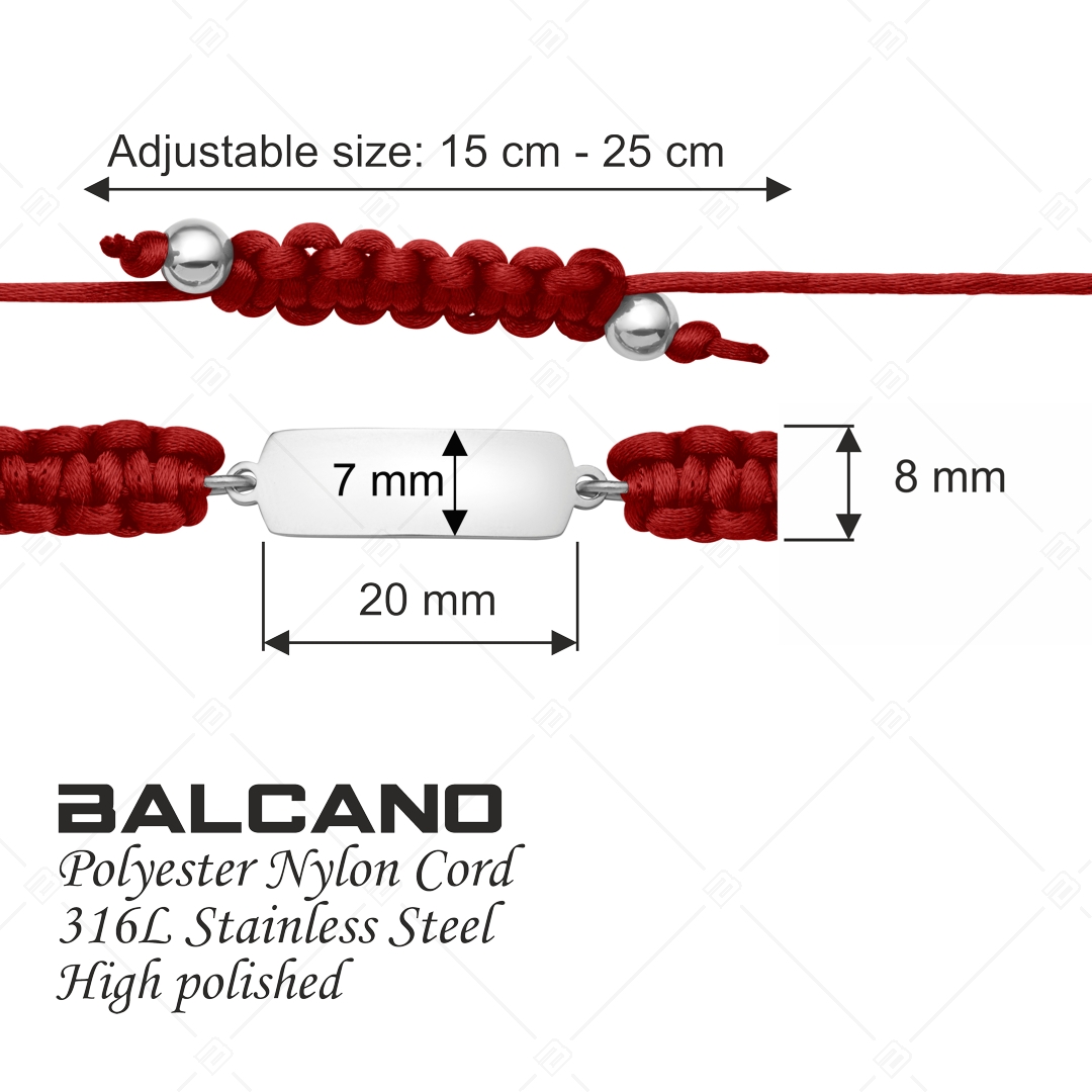 BALCANO - Friendship / Bracelet d'amitié rectangulaire avec tête gravable, en acier inoxydable avec hautement polie (441051HM97)