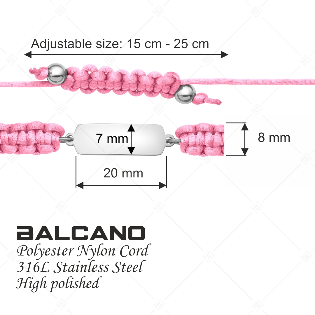BALCANO - Friendship / Bracelet With Rectangular-Shaped Stainless Steel Engravable Head, High Polished (441051HM97)