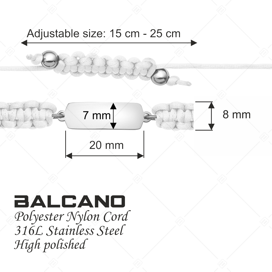 BALCANO - Friendship / Freundschafts Armband mit Rechteckigem Edelstahl gravierbarem Kopf, Hochglanzpolierung (441051HM97)