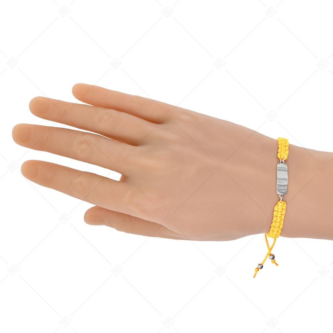 BALCANO - Friendship / Bracelet d'amitié rectangulaire avec tête gravable, en acier inoxydable avec polissage à haute (441051HM97)