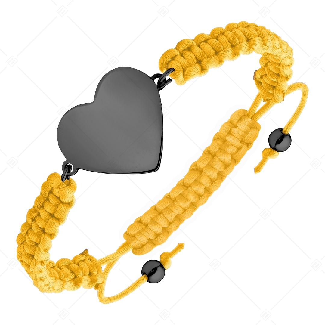 BALCANO - Bracelet de l'amitié / Tête gravable en forme de coeur avec revêtement PVD noir (441052HM11)
