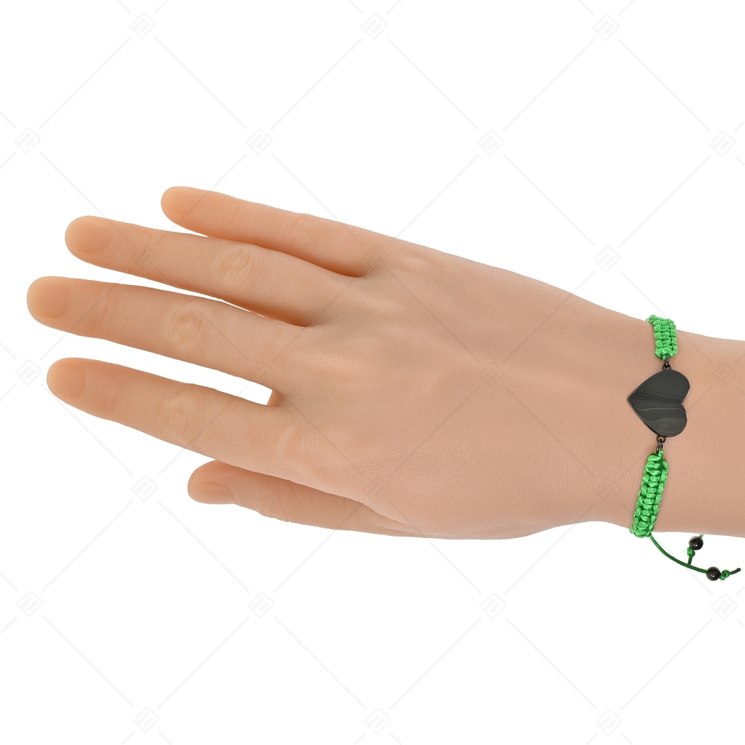 BALCANO - Freundschaft Armband / Armband in Herzform Gravierbarer Kopf von Edelstahl, schwarz PVD beschichtet (441052HM11)