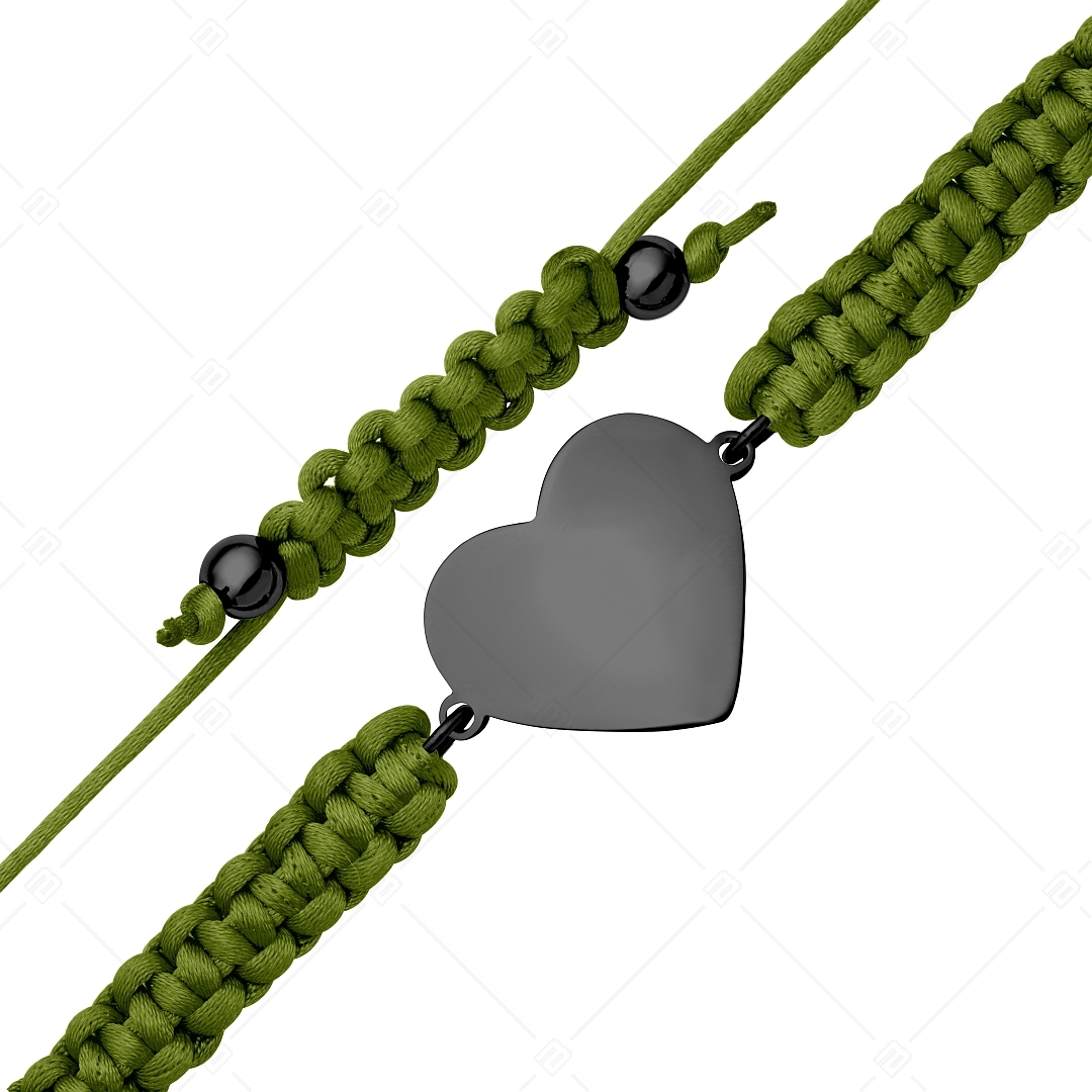 BALCANO -  Friendship / Bracelet de l'amitié téte gravable en acier inoxydable en forme de coeur avec plaqué PVD noir (441052HM11)