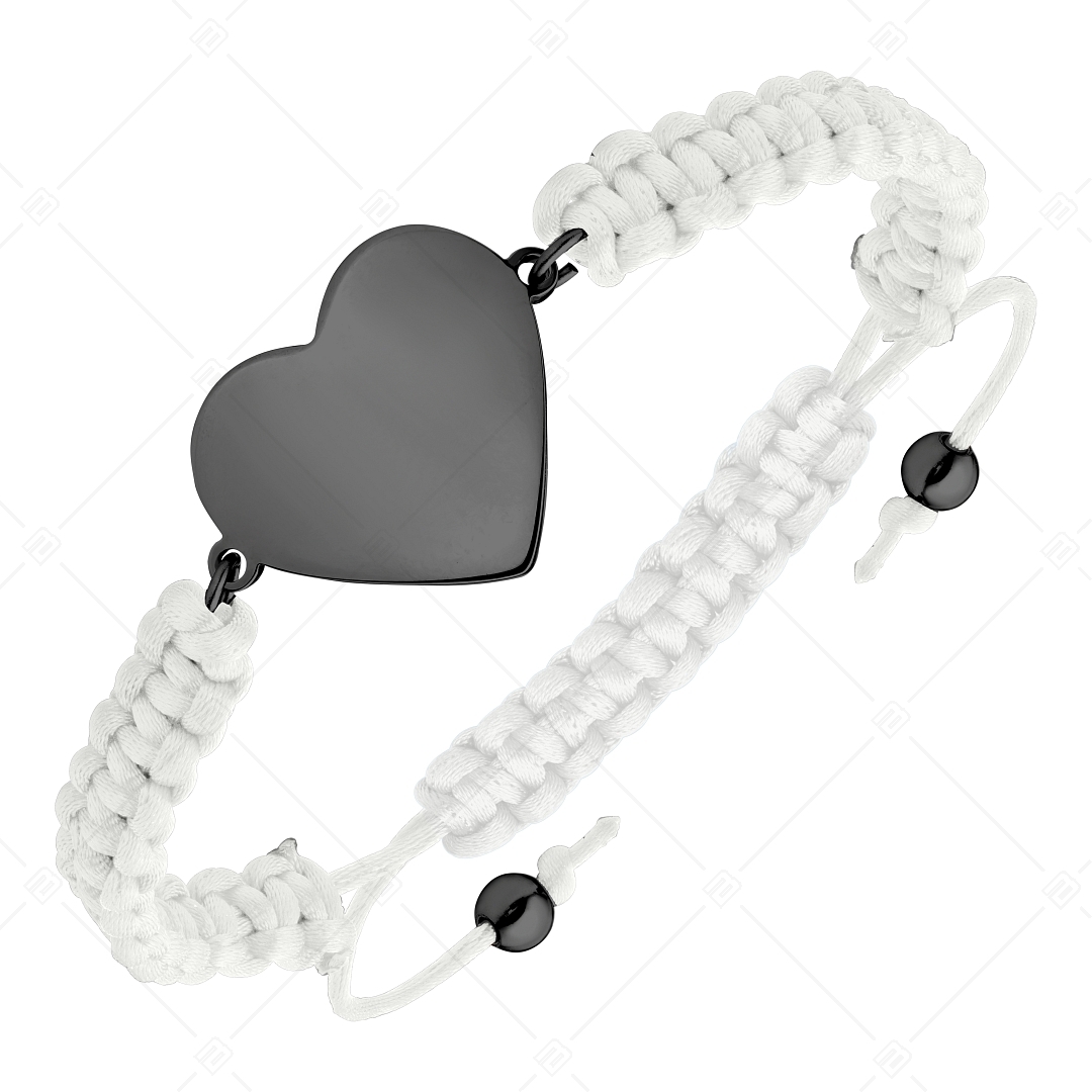 BALCANO - Bracelet de l'amitié / Tête gravable en forme de coeur avec revêtement PVD noir (441052HM11)