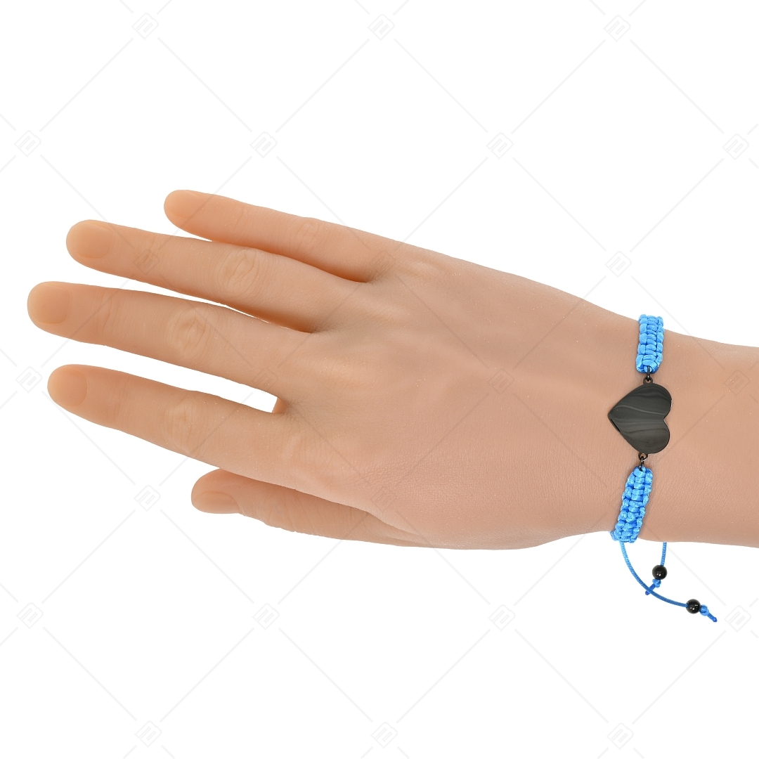 BALCANO - Freundschaft Armband / Armband in Herzform Gravierbarer Kopf von Edelstahl, schwarz PVD beschichtet (441052HM11)