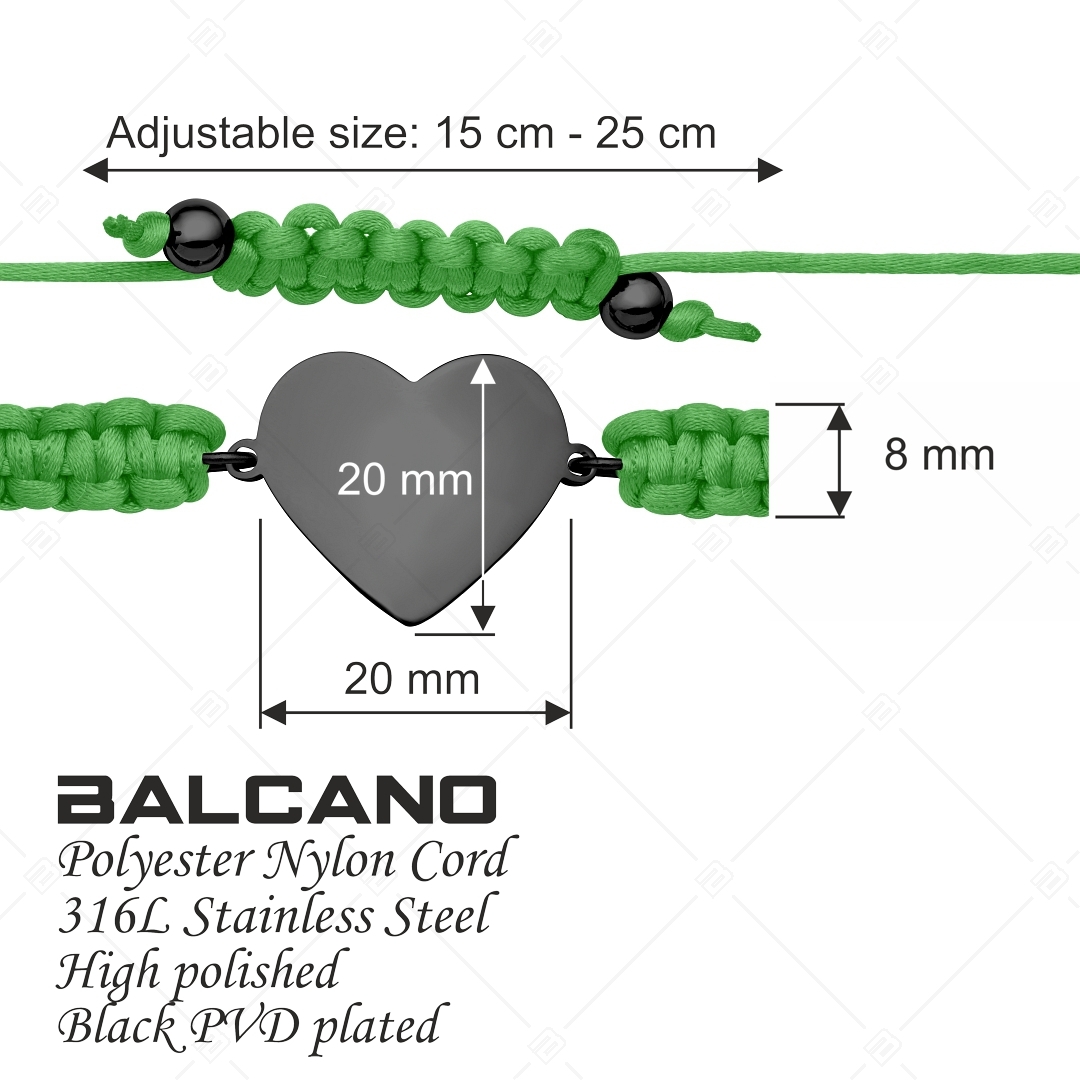 BALCANO -  Friendship / Bracelet de l'amitié téte gravable en acier inoxydable en forme de coeur avec revêtement PVD noi (441052HM11)
