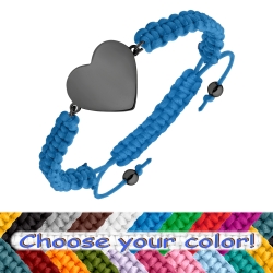 BALCANO -  Friendship / Bracelet de l'amitié téte gravable en acier inoxydable en forme de coeur avec plaqué PVD noir
