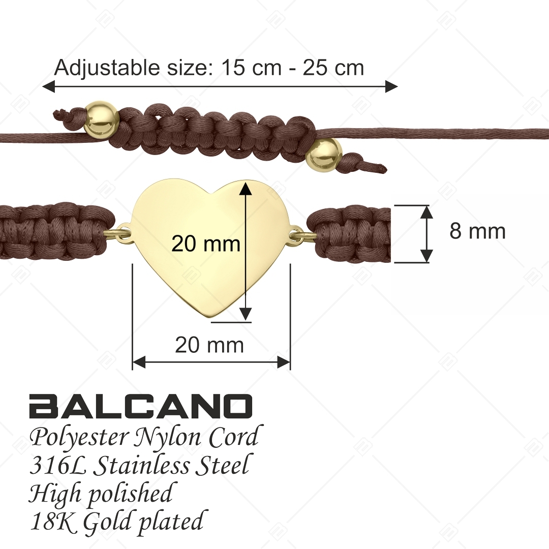 BALCANO - Friendship bracelet / Heart-shaped, with engravable head with 18K gold plated (441052HM88)