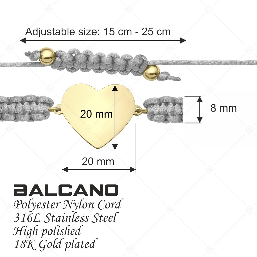 BALCANO - Bracelet de l'amitié / Tête gravable en forme de coeur plaqué or 18K (441052HM88)