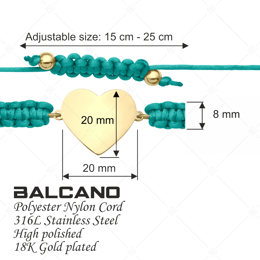 BALCANO - Friendship / Bracelet With Heart-Shaped Stainless Steel Engravable Head, 18K Gold Plated (441052HM88)