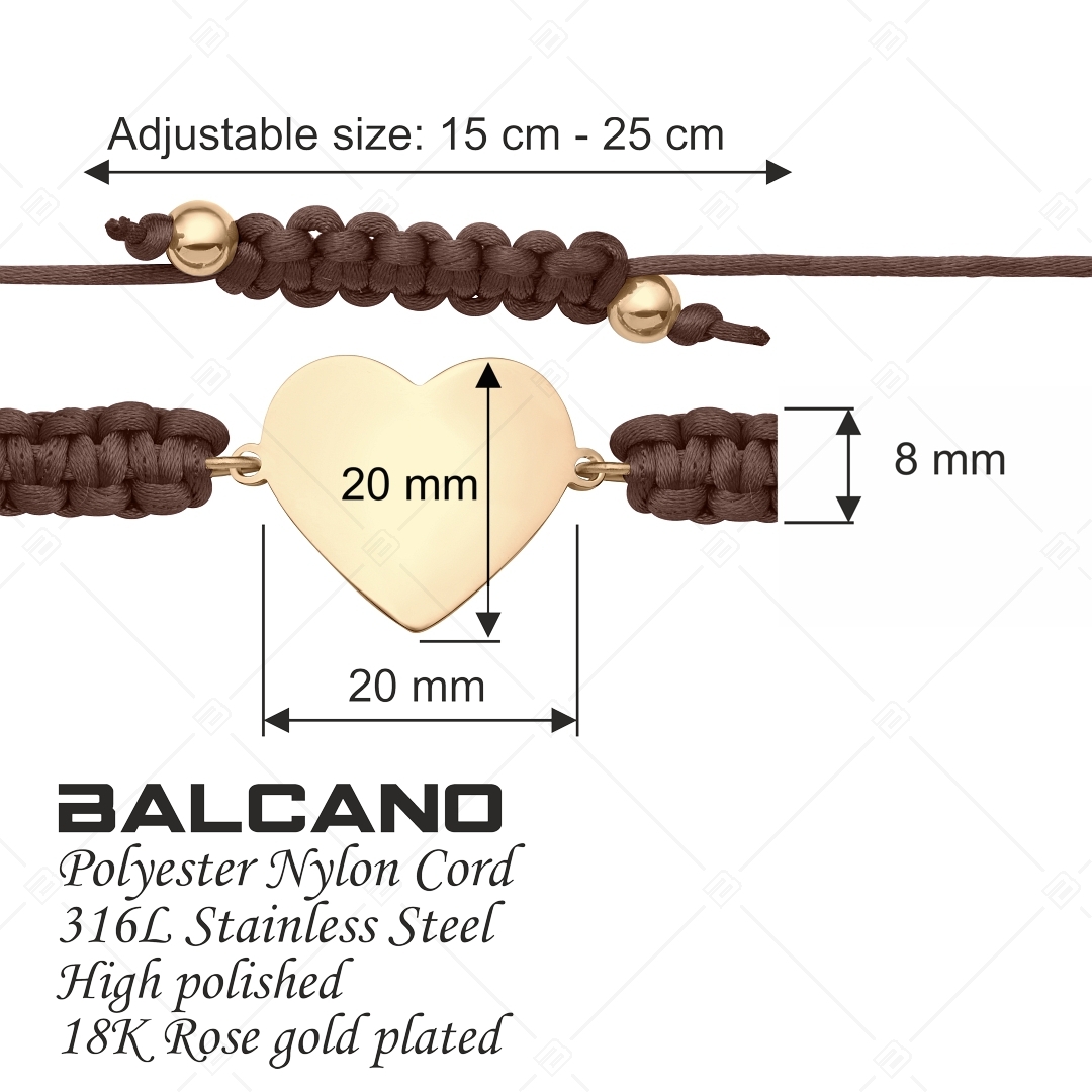 BALCANO -  Friendship / Bracelet de l'amitié tête gravable en acier inoxydable en forme de coeur plaqué or rose 18K (441052HM96)