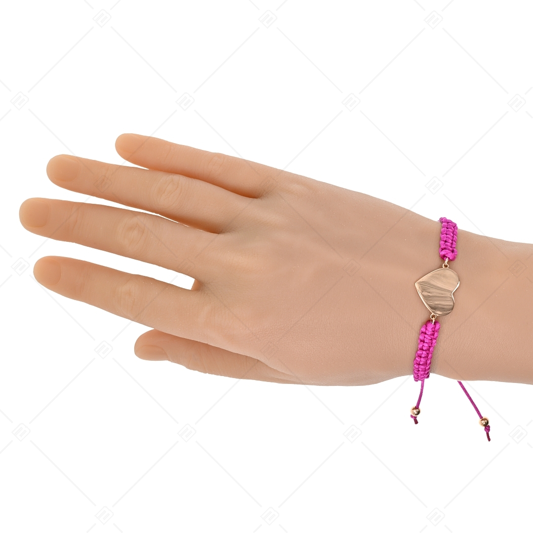 BALCANO -  Friendship / Bracelet de l'amitié tête gravable en acier inoxydable en forme de coeur plaqué or rose 18K (441052HM96)
