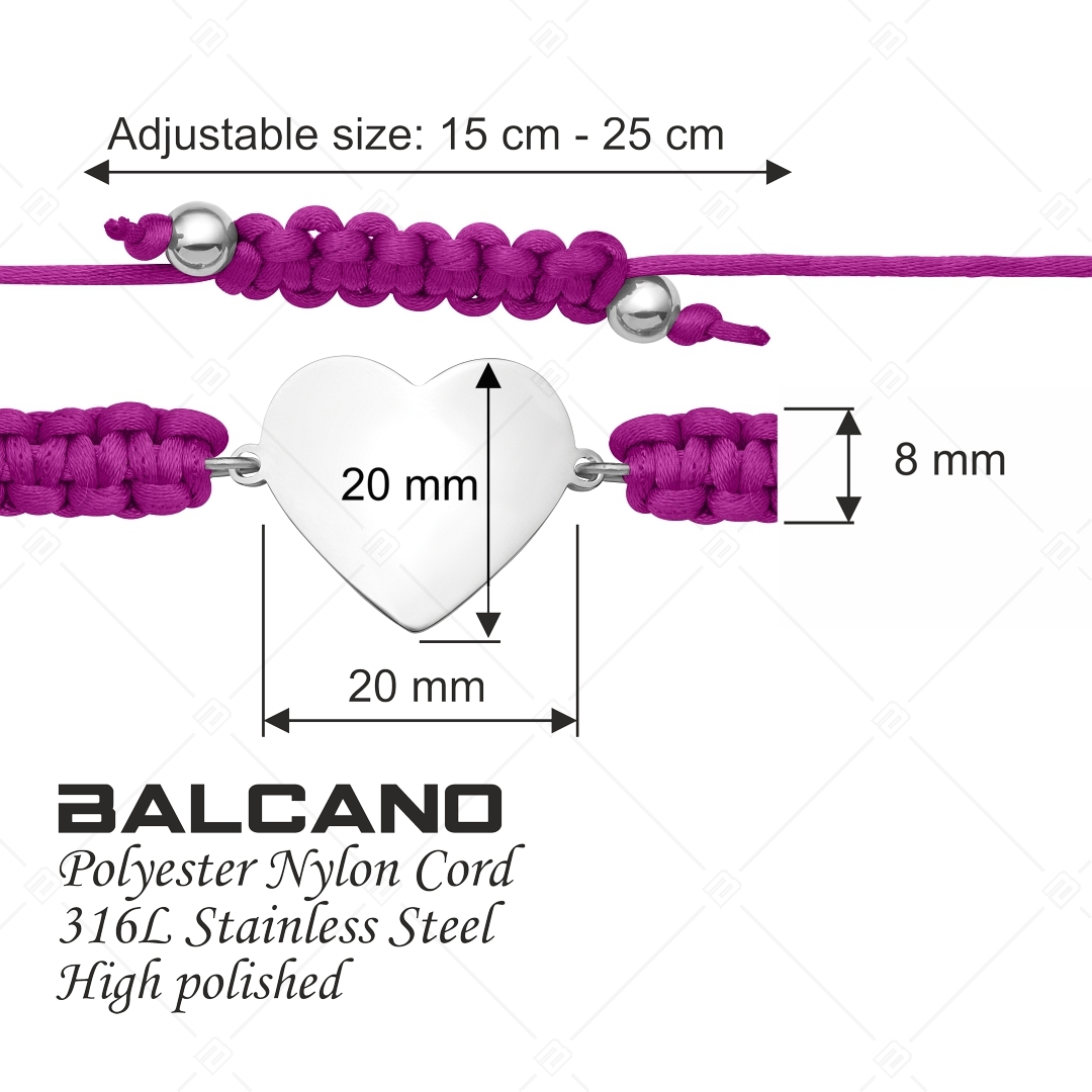 BALCANO - Friendship bracelet / Heart-shaped, with engravable head with high polished (441052HM97)