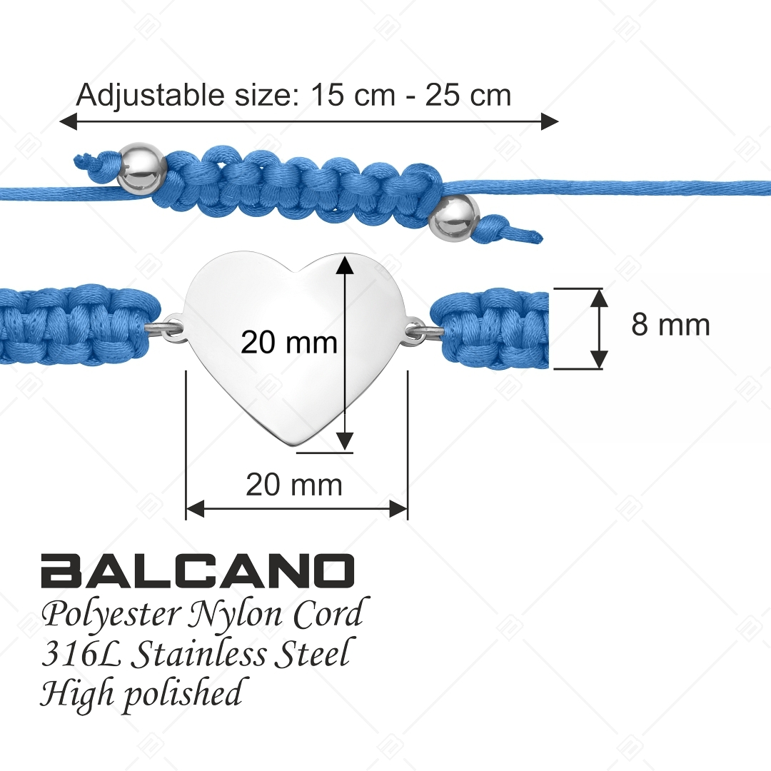 BALCANO - Friendship / Freundschafts Armband in Herzform Gravierbarem Edelstahl Kopf, hochglanzpoliert (441052HM97)