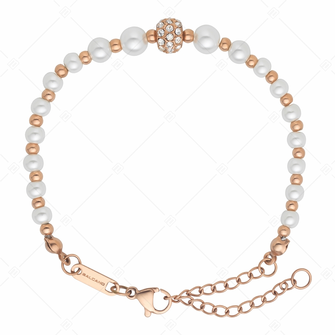 BALCANO - Serena / Bracelet en acier inoxydable avec un magnifique pendentif en perles de coquillage plaqué or rose 18K (441103BC00)