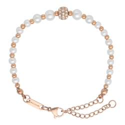 BALCANO - Serena / Bracelet en acier inoxydable avec un magnifique pendentif en perles de coquillage plaqué or rose 18K