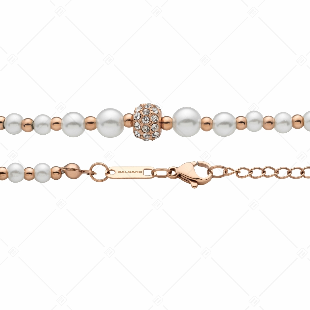 BALCANO - Serena / Bracelet en acier inoxydable avec un magnifique pendentif en perles de coquillage plaqué or rose 18K (441103BC00)